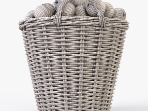 wicker basket ikea nipprig with apples 3D Model