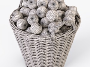 wicker basket ikea nipprig with apples 3D Model