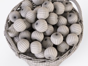 wicker basket ikea nipprig with apples 3D Model