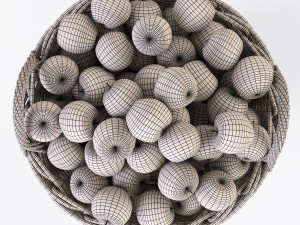 wicker basket ikea nipprig with apples 3D Model