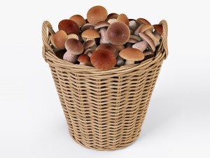wicker basket ikea nipprig with mushrooms 3D Модель