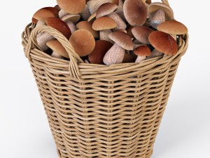 wicker basket ikea nipprig with mushrooms 3D Model