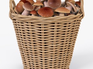 wicker basket ikea nipprig with mushrooms 3D Model
