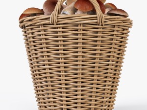wicker basket ikea nipprig with mushrooms 3D Model
