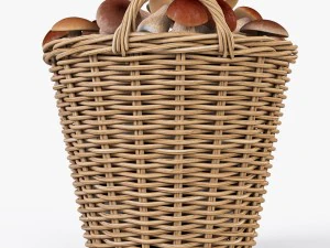 wicker basket ikea nipprig with mushrooms 3D Model