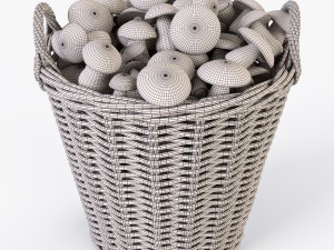 wicker basket ikea nipprig with mushrooms 3D Model