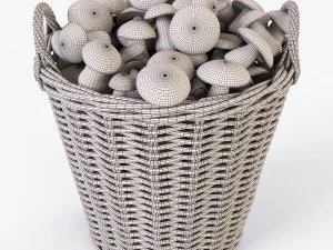 wicker basket ikea nipprig with mushrooms 3D Model