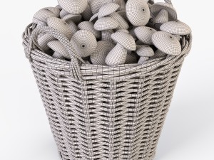 wicker basket ikea nipprig with mushrooms 3D Model