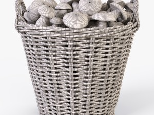 wicker basket ikea nipprig with mushrooms 3D Model
