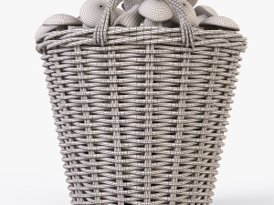 wicker basket ikea nipprig with mushrooms 3D Model