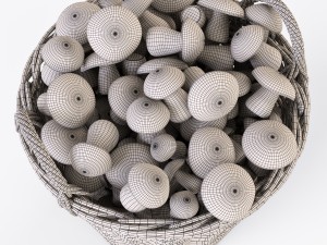 wicker basket ikea nipprig with mushrooms 3D Model