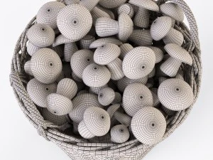 wicker basket ikea nipprig with mushrooms 3D Model