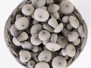 wicker basket ikea nipprig with mushrooms 3D Model