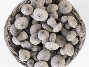 wicker basket ikea nipprig with mushrooms 3D Model