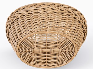 wicker basket 01 with mushrooms 3D Model