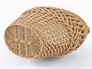 wicker basket 01 with mushrooms 3D Model