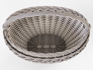 wicker basket 01 with mushrooms 3D Model