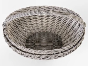 wicker basket 01 with mushrooms 3D Model
