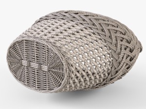 wicker basket 01 with mushrooms 3D Model