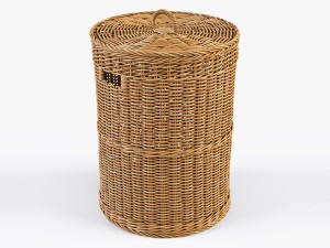 wicker laundry basket 02 3D Model