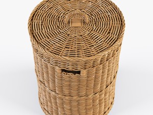 wicker laundry basket 02 3Dモデル