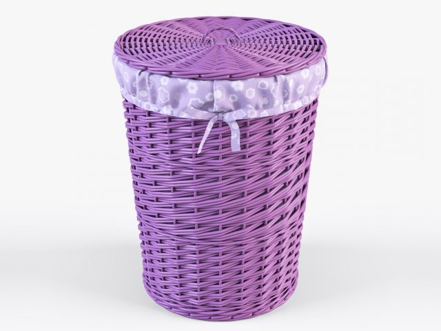 wicker laundry basket 03 purple color 3D Model .c4d .max .obj .3ds .fbx .stl .blend 