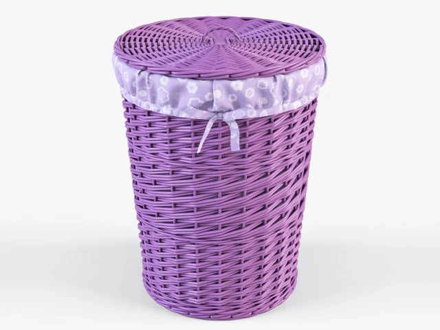wicker laundry basket 03 purple color 3D Model .c4d .max .obj .3ds .fbx .stl .blend 