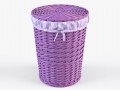 wicker laundry basket 03 purple color 3D Model
