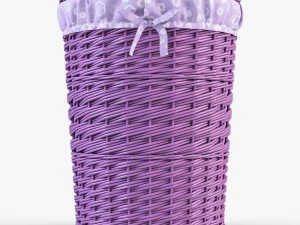 wicker laundry basket 03 purple color 3D Model