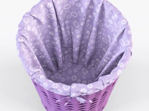 wicker laundry basket 03 purple color 3D Model