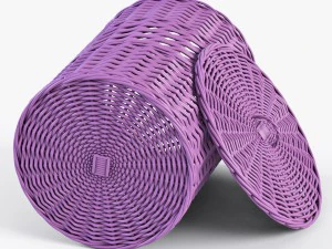 wicker laundry basket 03 purple color 3D Model