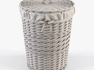 wicker laundry basket 03 purple color 3D Model