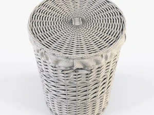wicker laundry basket 03 purple color 3D Model