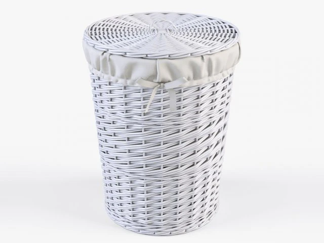 wicker laundry basket 03 white color 3D Model .c4d .max .obj .3ds .fbx .stl .blend 