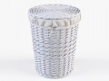 wicker laundry basket 03 white color 3D Model