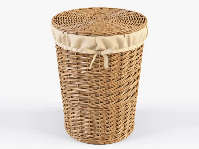 wicker laundry basket 03 natural color 3D Model .c4d .max .obj .3ds .fbx .stl .blend 