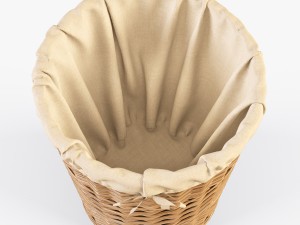 wicker laundry basket 03 natural color 3D Model