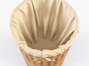 wicker laundry basket 03 natural color 3D Model