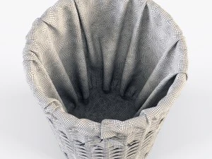 wicker laundry basket 03 natural color 3D Model