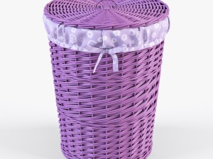 wicker laundry basket 03 set 3 color 3D Model