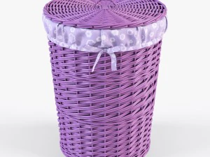 wicker laundry basket 03 set 3 color 3D Model