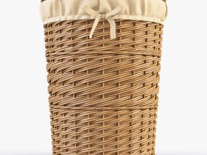 wicker laundry basket 03 set 3 color 3D Model