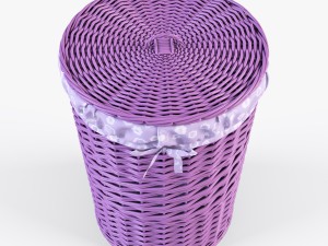 wicker laundry basket 03 set 3 color 3D Model