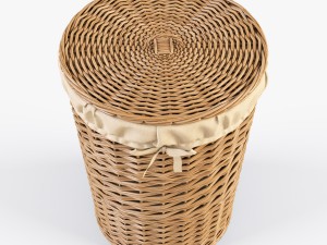 wicker laundry basket 03 set 3 color 3D Model