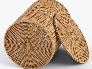 wicker laundry basket 03 set 3 color 3D Model