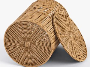 wicker laundry basket 03 set 3 color 3D Model