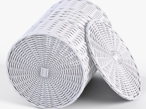 wicker laundry basket 03 set 3 color 3D Model