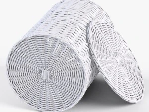 wicker laundry basket 03 set 3 color 3D Model