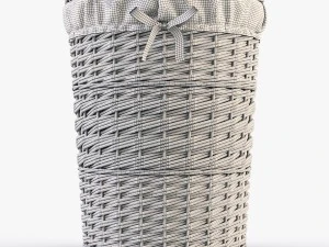 wicker laundry basket 03 set 3 color 3D Model