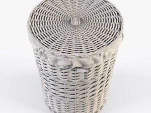 wicker laundry basket 03 set 3 color 3D Model